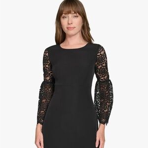 Elegant Black Lace Sleeve Dress